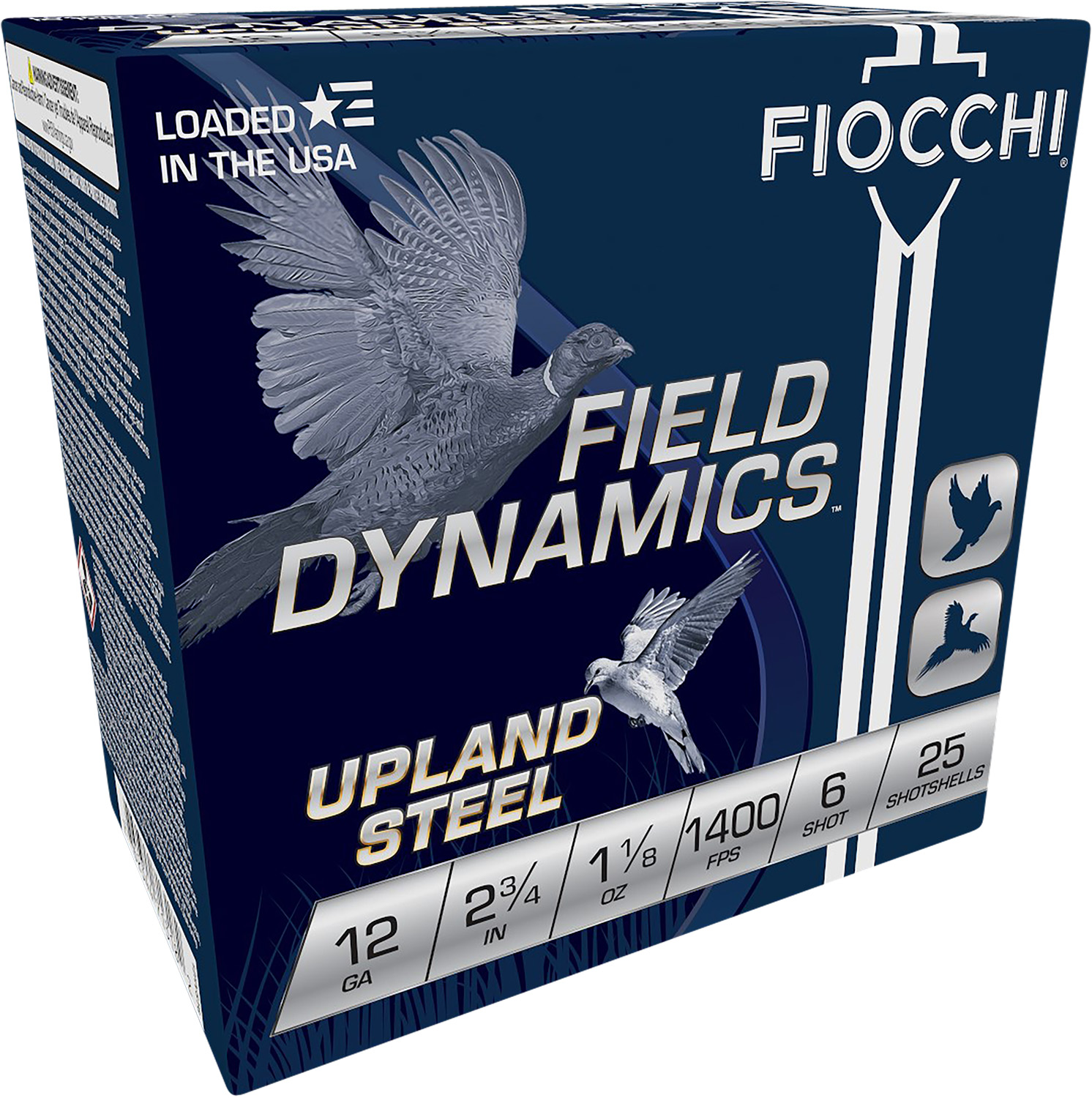 Fiocchi 12HVST6 Field Dynamics Upland Steel 12Gauge 2.75″ 1 1/8oz 6Shot 25 Per Box/10 Case