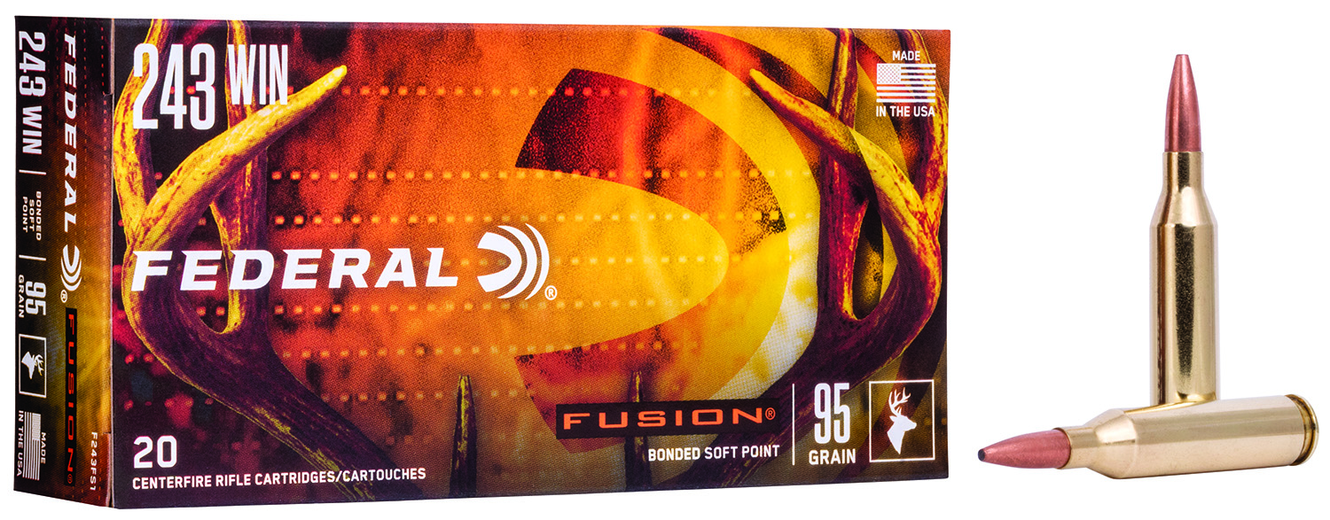 Federal F243FS1 Fusion  243Win 95gr Bonded Soft Point 20 Per Box/10 Case