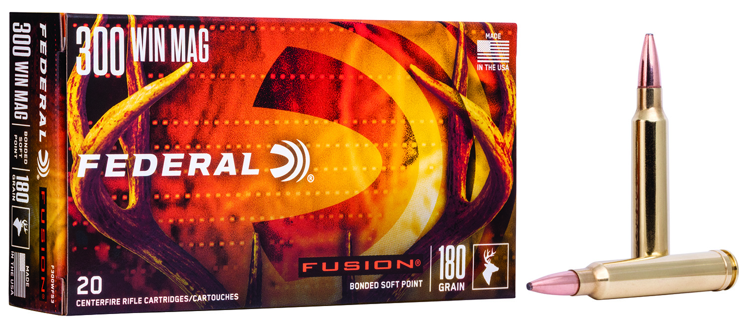 Federal F300WFS3 Fusion  300WinMag 180gr Bonded Soft Point 20 Per Box/10 Case