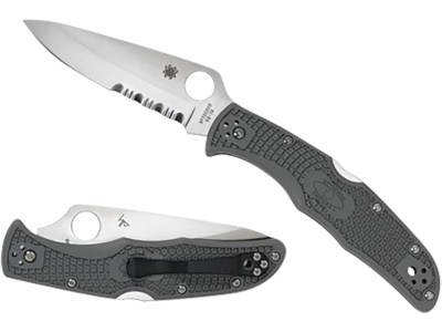 Spyderco C10PSFG Endura 4 Lightweight 3.75″ Folding Part Serrated Satin VG-10 SS Blade/Foliage Green Bi-Directional Texturing FRN Handle Includes Pocket Clip