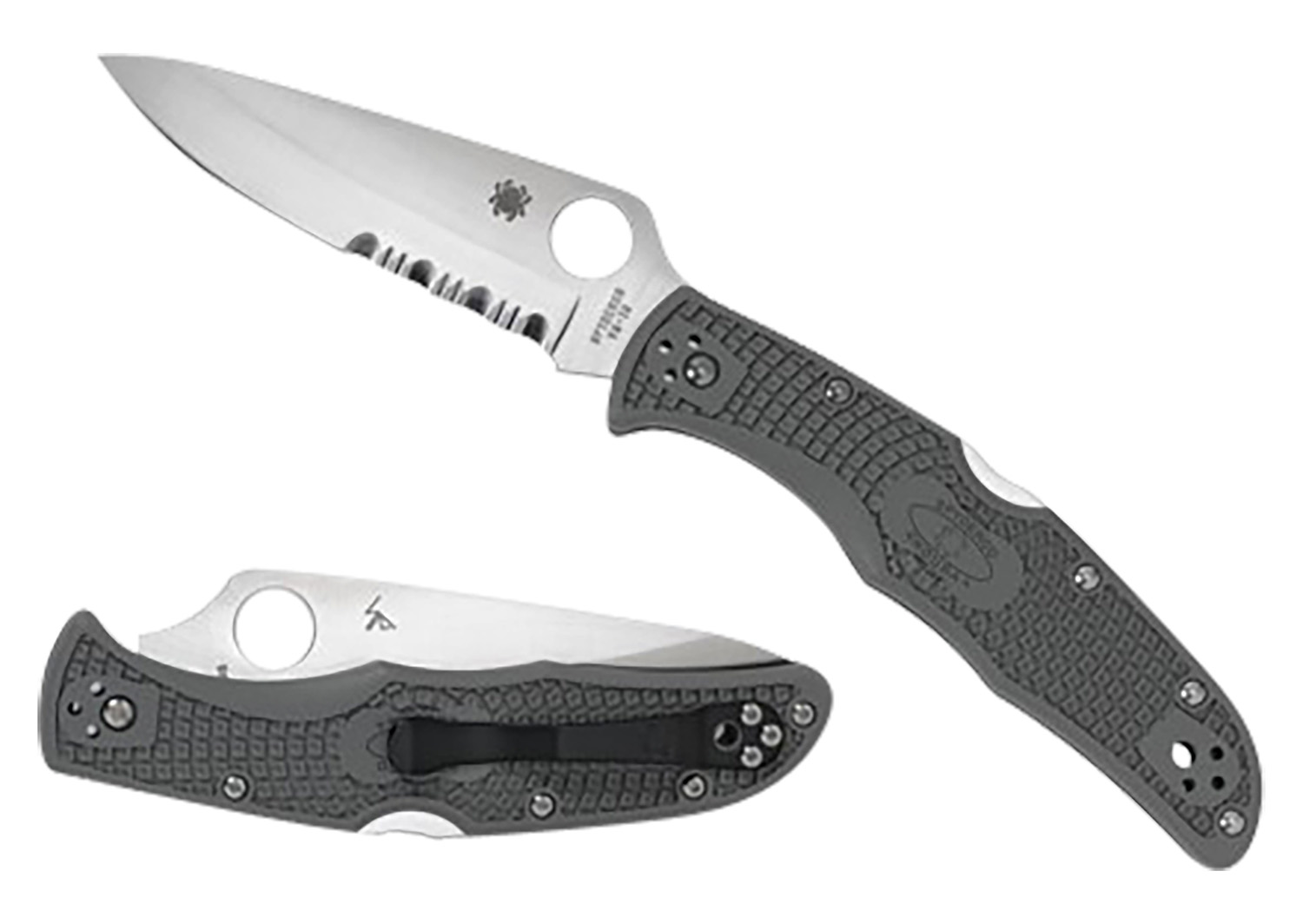 Spyderco C10PSFG Endura 4 Lightweight 3.75″ Folding Part Serrated Satin VG-10 SS Blade/Foliage Green Bi-Directional Texturing FRN Handle Includes Pocket Clip