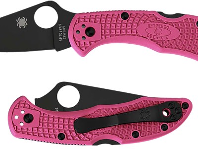 Spyderco C11FPPNS30VBK Delica 4 Lightweight 2.90″ Folding Plain Black TiCN CPM S30V SS Blade/Pink Textured w/Black Accents FRN Handle Includes Pocket Clip