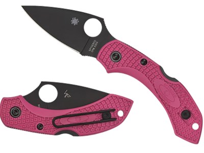 Spyderco C28FPPNS30VBK2 Dragonfly 2  2.30″ Folding Plain Black TiCN CPM S30V SS Blade/Pink Textured w/Black Accents FRN Handle Includes Pocket Clip