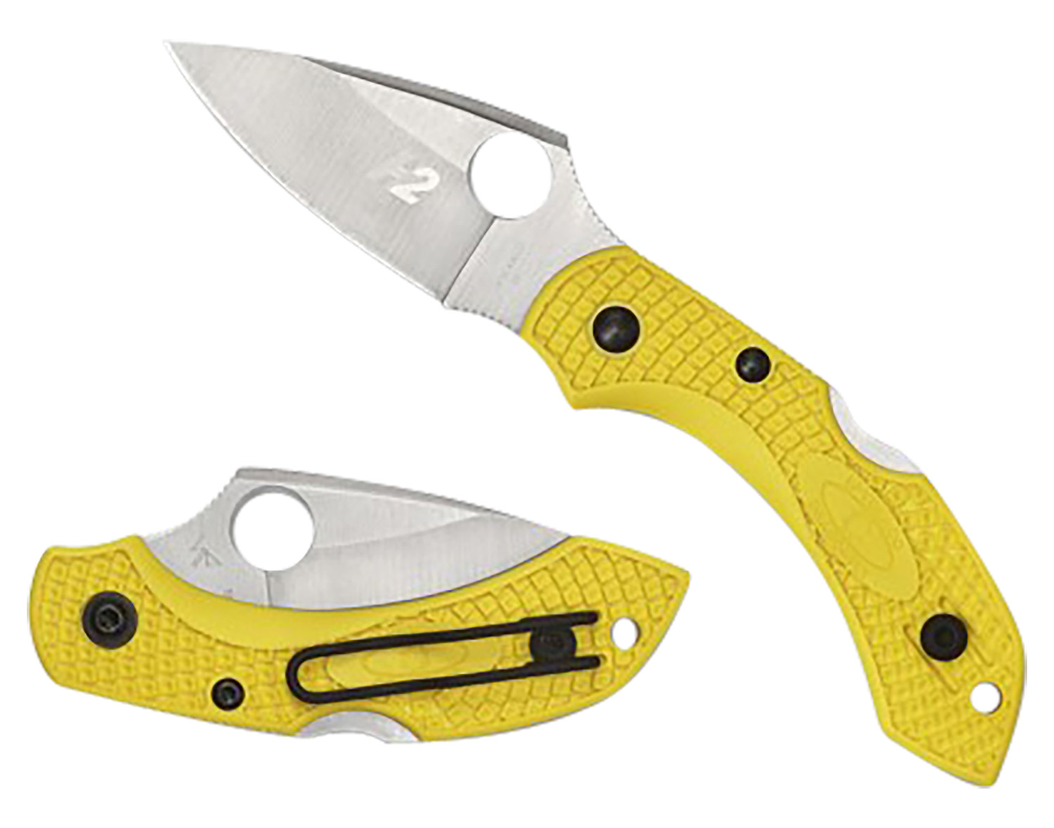 Spyderco C28PYL2 Dragonfly 2 Salt 2.25″ Folding Plain Stonewashed H1 Steel Blade/ Yellow Textured FRN Handle Includes Pocket Clip