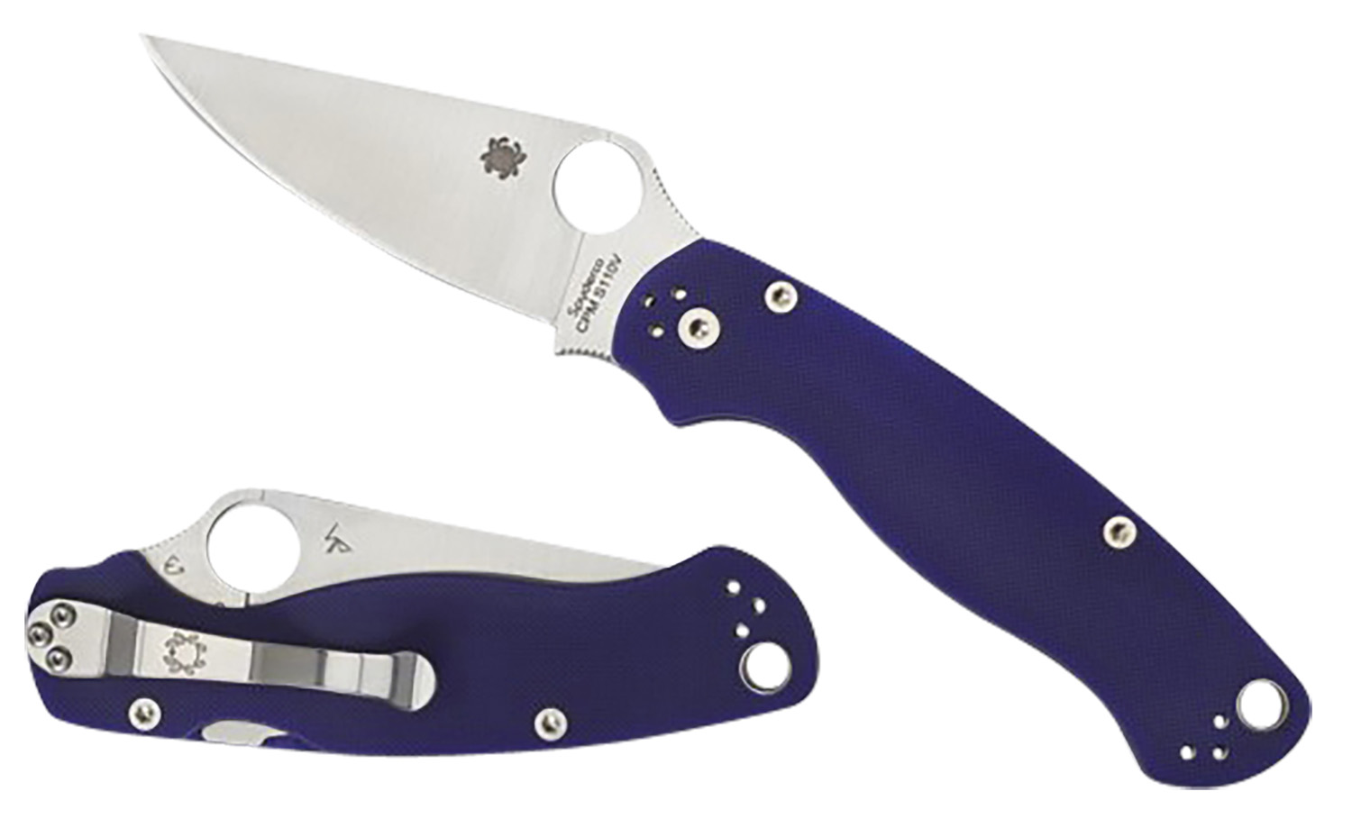 Spyderco C81GPDBL2 Para Military 2  3.42″ Folding Plain Satin CPM S110V Blade/Dark Blue Textured G10 Handle Includes Pocket Clip