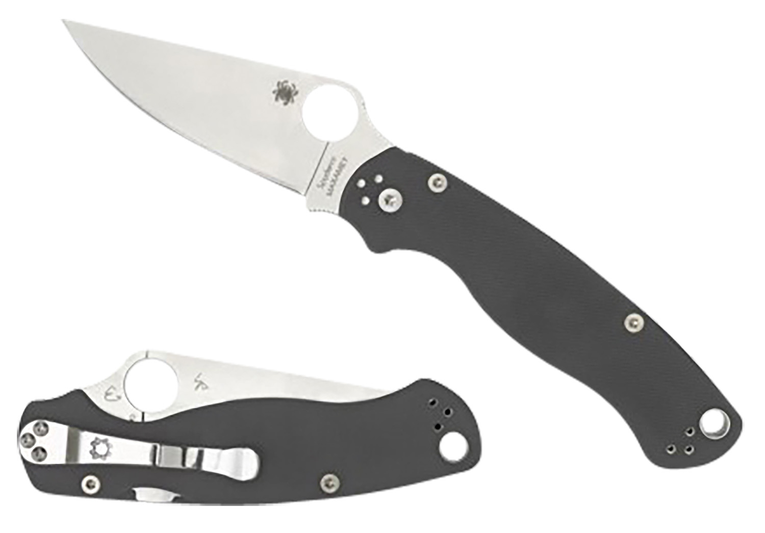 Spyderco C81GPDGY2 Para Military 2  3.47″ Folding Plain Satin Maxamet Steel Blade/Dark Gray Textured G10 Handle Includes Pocket Clip