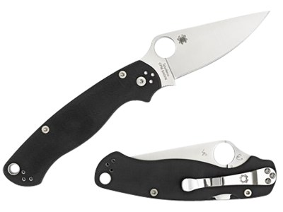 Spyderco C81GPLE2 Para Military 2  3.42″ Folding Plain Satin CPM S45VN SS Blade Black Textured G10 Handle Left Hand Includes Pocket Clip