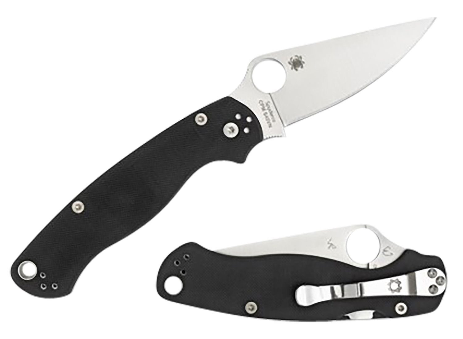 Spyderco C81GPLE2 Para Military 2  3.42″ Folding Plain Satin CPM S45VN SS Blade Black Textured G10 Handle Left Hand Includes Pocket Clip