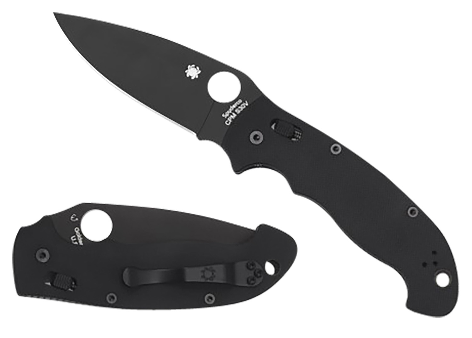 Spyderco C95GPBBK2 Manix 2  XL 3.85″ Folding Plain Black DLC CPM S30V SS Blade/Black Textured G10 Handle Includes Pocket Clip