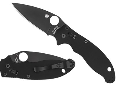 Spyderco C101GPBBK2 Manix 2  3.37″ Folding Plain Black DLC CPM S30V SS Blade/Black Bi-Directional Texturing G10 Handle Includes Pocket Clip
