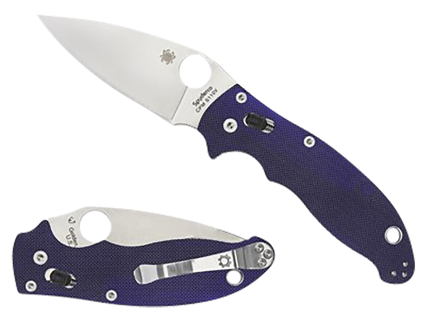 Spyderco C101GPDBL2 Manix 2  3.37″ Folding Plain Satin CPM S110V Blade/Dark Blue Textured G10 Handle Includes Pocket Clip