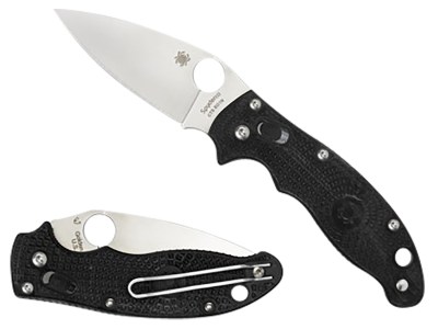 Spyderco C101PBK2 Manix 2 Lightweight 3.37″ Folding Plain Satin CTS BD1 SS Blade/Black Bi-Directional Texturing FRCP Handle Includes Pocket Clip