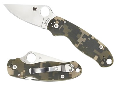 Spyderco C223GPCMO Para 3  2.95″ Folding Plain Black DLC CPM S45VN SS Blade/Digital Camo Textured G10 Handle Includes Pocket Clip