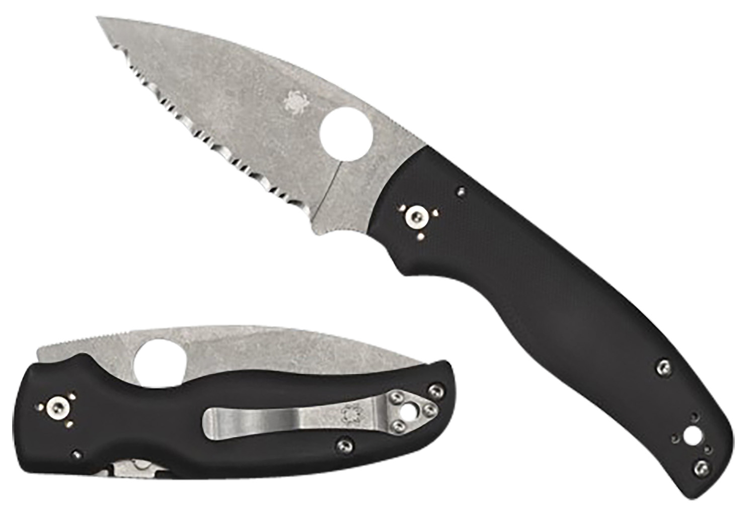 Spyderco C229GP Shaman  3.58″ Folding Plain Stonewashed CPM S30V SS Blade/Black Textured G10 Handle Includes Pocket Clip