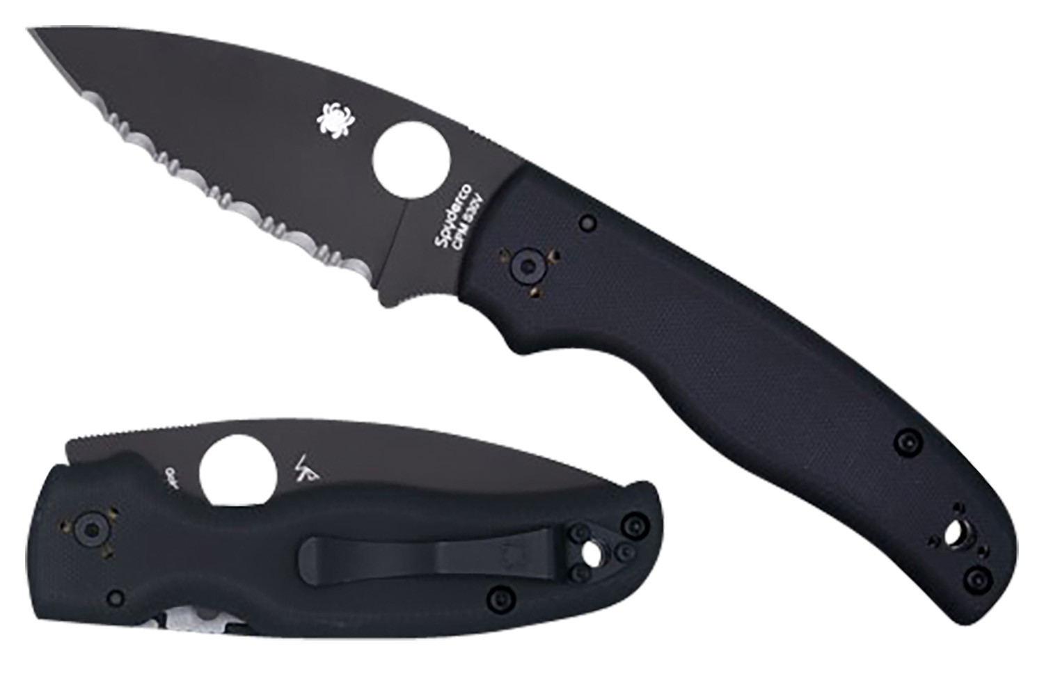 Spyderco C229GPBK Shaman  3.58″ Folding Plain Black DLC CPM S30V SS Blade/Black Textured G10 Handle Includes Pocket Clip