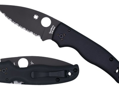 Spyderco C229GSBK Shaman  3.58″ Folding Serrated Black DLC CPM S30V SS Blade/Black Textured G10 Handle Includes Pocket Clip