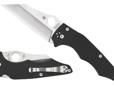 Spyderco C253GP YoJumbo  3.98″ Folding Wharncliffe Plain Stonewashed CPM S30V SS Blade/ Black Textured G10 Handle Includes Pocket Clip