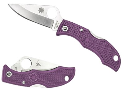 Spyderco LPRP3 Ladybug 3 Salt 1.94″ Folding Plain Stonewashed H2 Steel Blade/Purple Bi-Directional Texturing FRN Handle
