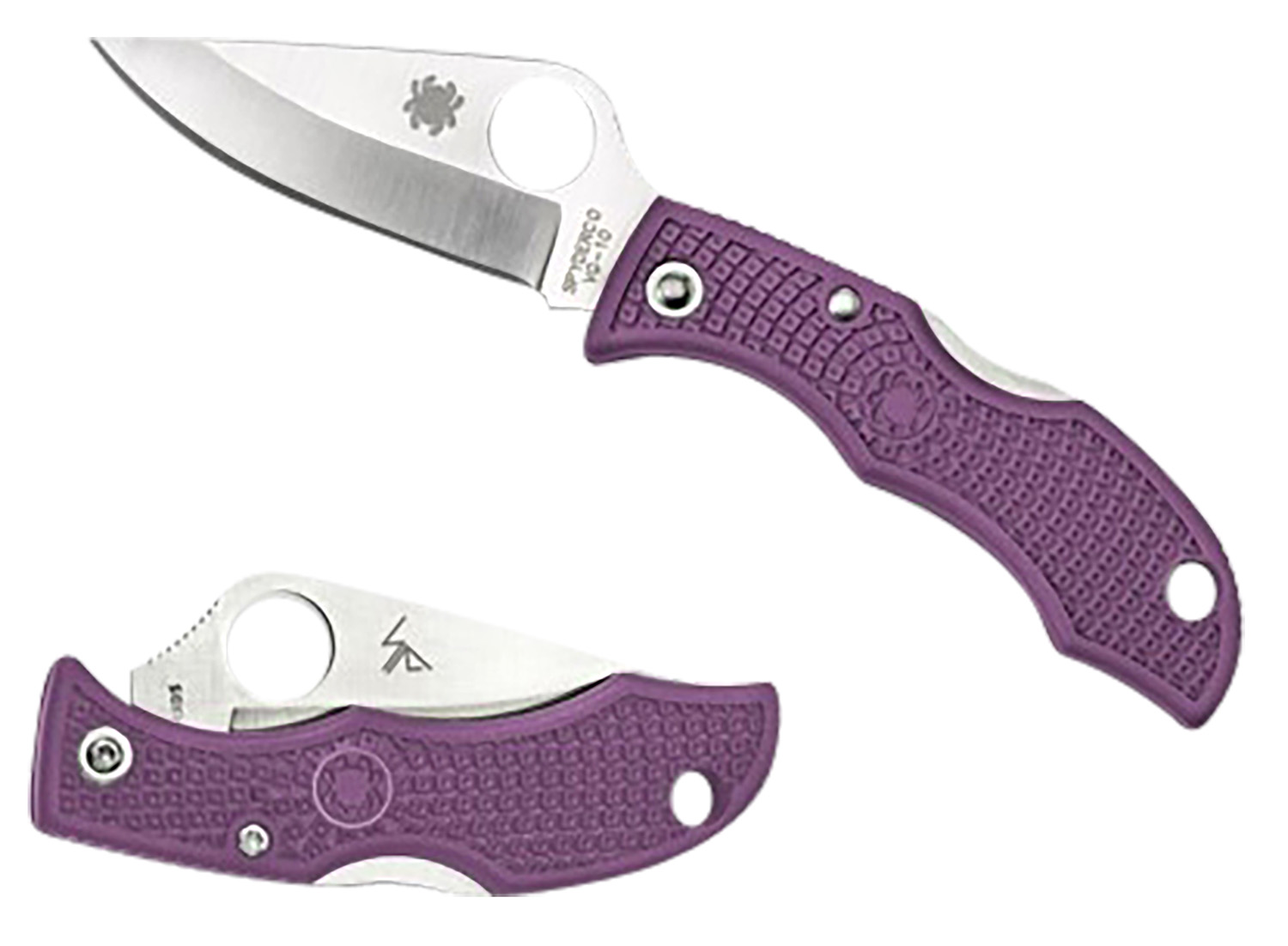 Spyderco LPRP3 Ladybug 3 Salt 1.94″ Folding Plain Stonewashed H2 Steel Blade/Purple Bi-Directional Texturing FRN Handle