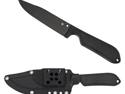 Spyderco FB04PBB Street Bowie  5.05″ Fixed Clip Point Plain Black DLC VG-10 SS Blade/Black Textured FRN Handle Includes Sheath w/G-Clip