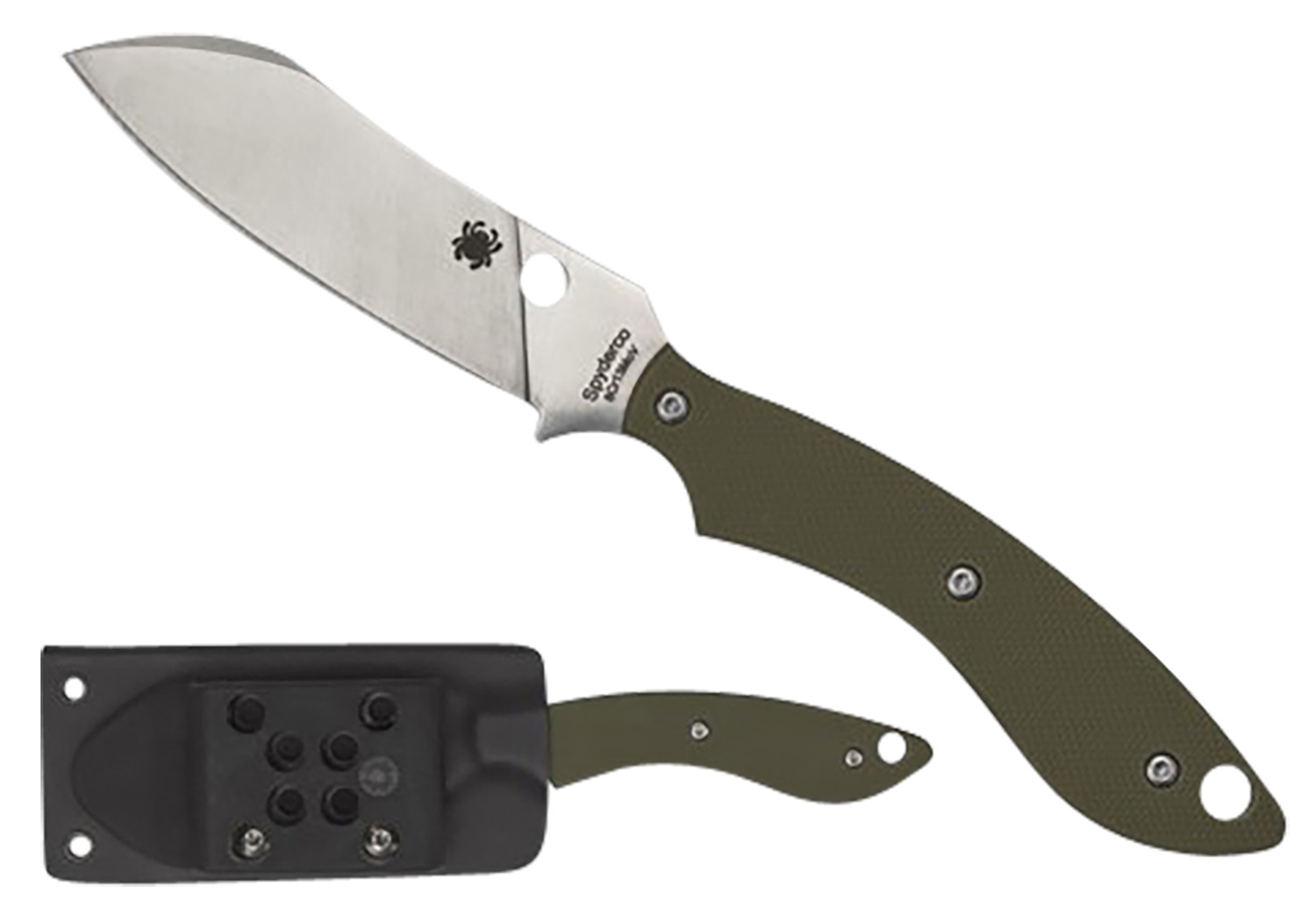 Spyderco FB50GPOD Stok  2.95″ Fixed Drop Point Plain Stonewashed 8Cr13MoV SS Blade/Olive Drab Textured G10 Handle Includes Sheath w/G-Clip