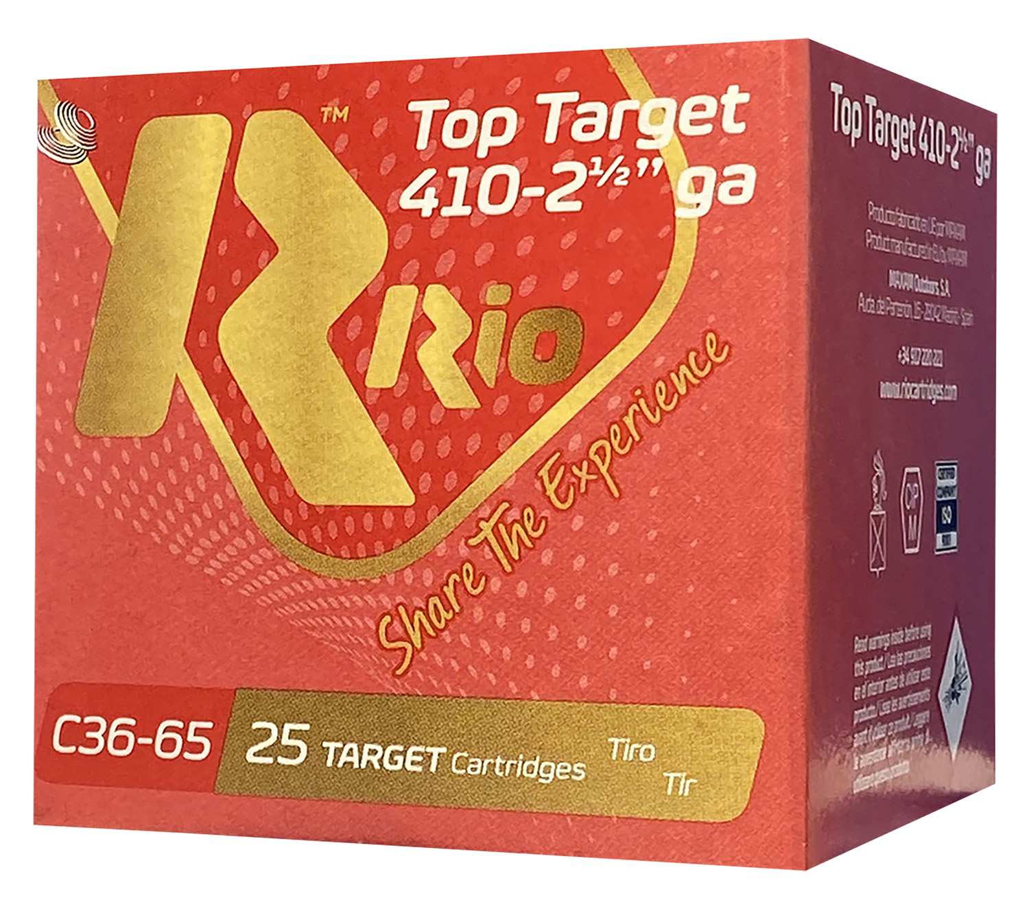 Rio Ammunition RC3675 Top Target  410 Gauge 2.50″ 1/2 oz 7.5 Shot 25 Per Box/10 Case