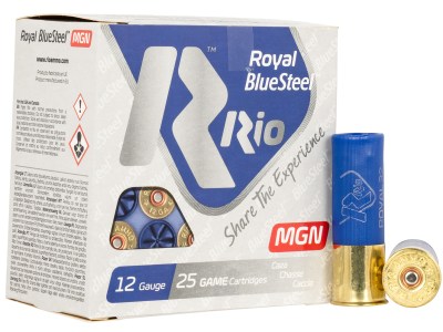 Rio Ammunition RBSM324 Royal BlueSteel  12Gauge 3″ 1 1/8oz 4Shot 25 Per Box/10 Case
