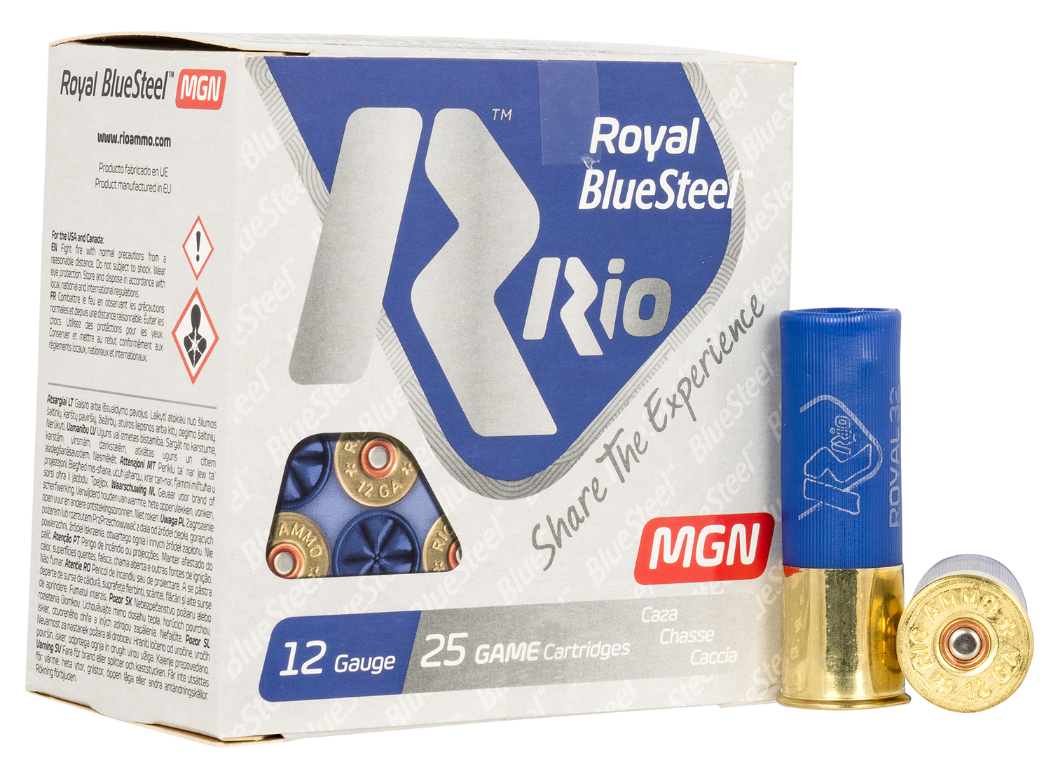 Rio Ammunition RBSM324 Royal BlueSteel  12Gauge 3″ 1 1/8oz 4Shot 25 Per Box/10 Case