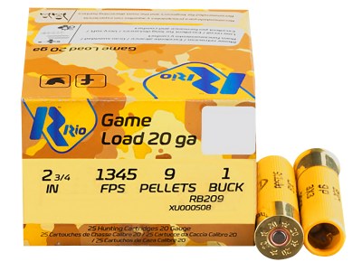 Rio Ammunition RB209 Royal Buck  20Gauge 2.75″ 1 1/8oz 1Buck Shot 25 Per Box/10 Case