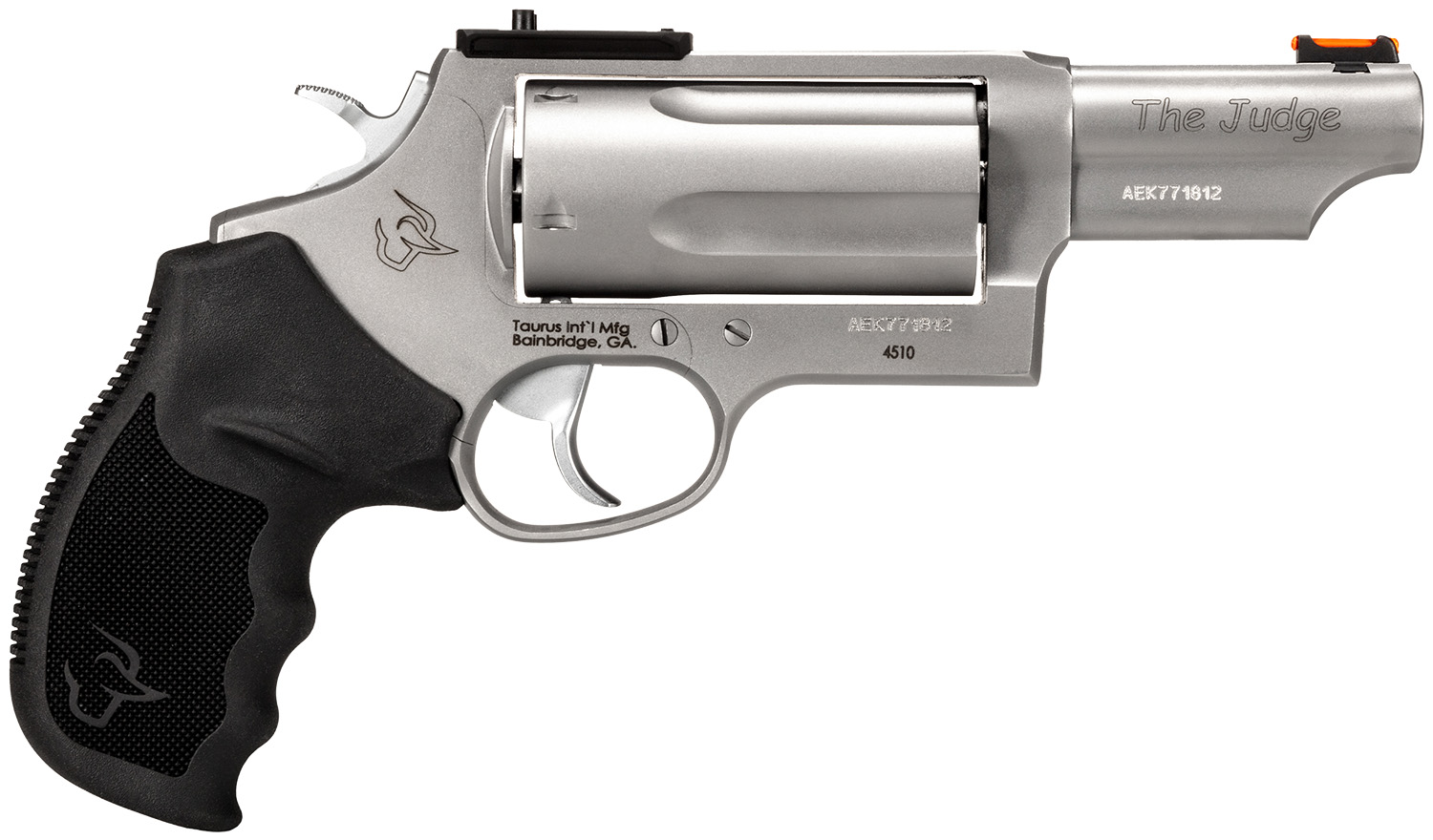 Taurus 24410P39MAG Judge T.O.R.O Magnum Compact Frame 45 Colt (Long Colt)/410 Gauge 5rd 3″ Matte Stainless Steel Barrel, Cylinder & Frame, Black Rubber Grip, Transfer Bar Safety, Exposed Hammer