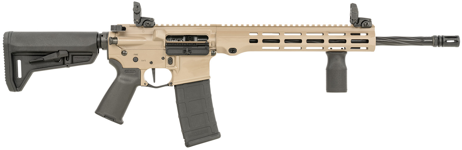 Maxim Defense MXM49735 MD15 L 5.56x45mm NATO 30+1 16″ Fluted Barrel, FDE Rec/M-LOK Handguard, Black Magpul Furniture, SL-K Stock, MBUS Sights, Blackout Defense Flat Trigger