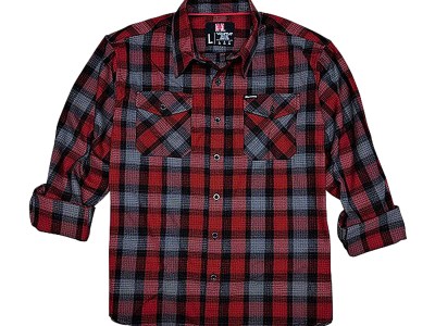 Hornady Gear 32193 Flannel Shirt  Large Red/Black/Gray,  Cotton/Polyester, Relaxed Fit Button Up