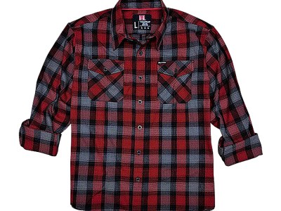 Hornady Gear 32195 Flannel Shirt  2XL Red/Black/Gray,  Cotton/Polyester, Relaxed Fit Button Up
