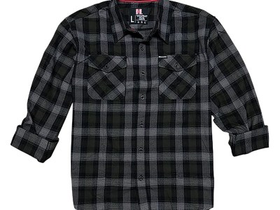 Hornady Gear 32216 Flannel Shirt  3XL Olive/Black/Gray,  Cotton/Polyester, Relaxed Fit Button Up