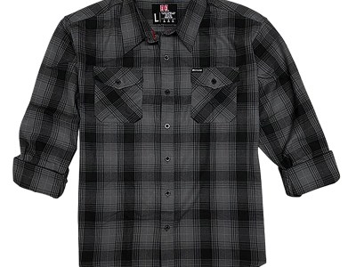 Hornady Gear 32226 Flannel Shirt  3XL Gray/Black,  Cotton/Polyester, Relaxed Fit Button Up