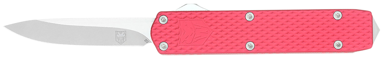 CobraTec Knives MNRDMGEN2DNS Mini Mamba Gen II 2.25″ OTF Plain Stonewashed D2 Steel Blade, 3.38″ Red Textured Anodized Aluminum Handle, Features Glass Breaker, Includes Pocket Clip