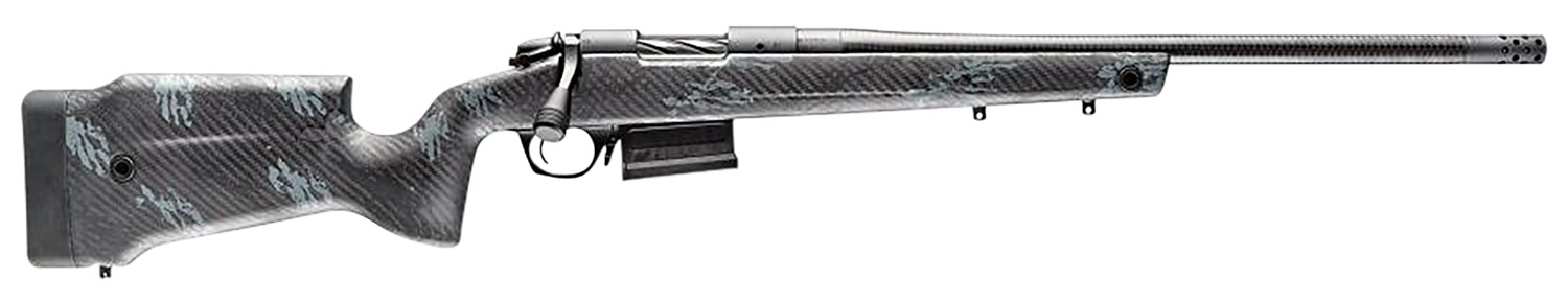 Bergara Rifles B14S754CF B-14 Crest 22-250 Rem 5+1 20″ Sniper Gray Cerakote Fluted Barrel, Steel Receiver, Fixed Carbon Fiber Black & Gray Sponge Stock