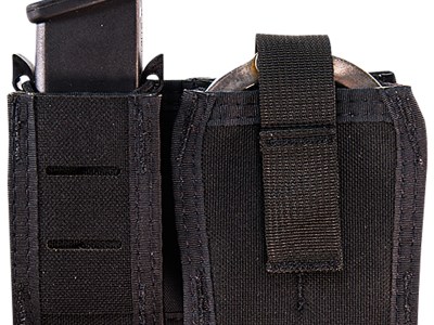 High Speed Gear 41P000BK TACO Duty Single Pistol & Handcuff Holder, Black Nylon with MOLLE Exterior, Fits MOLLE & 2″ Belt