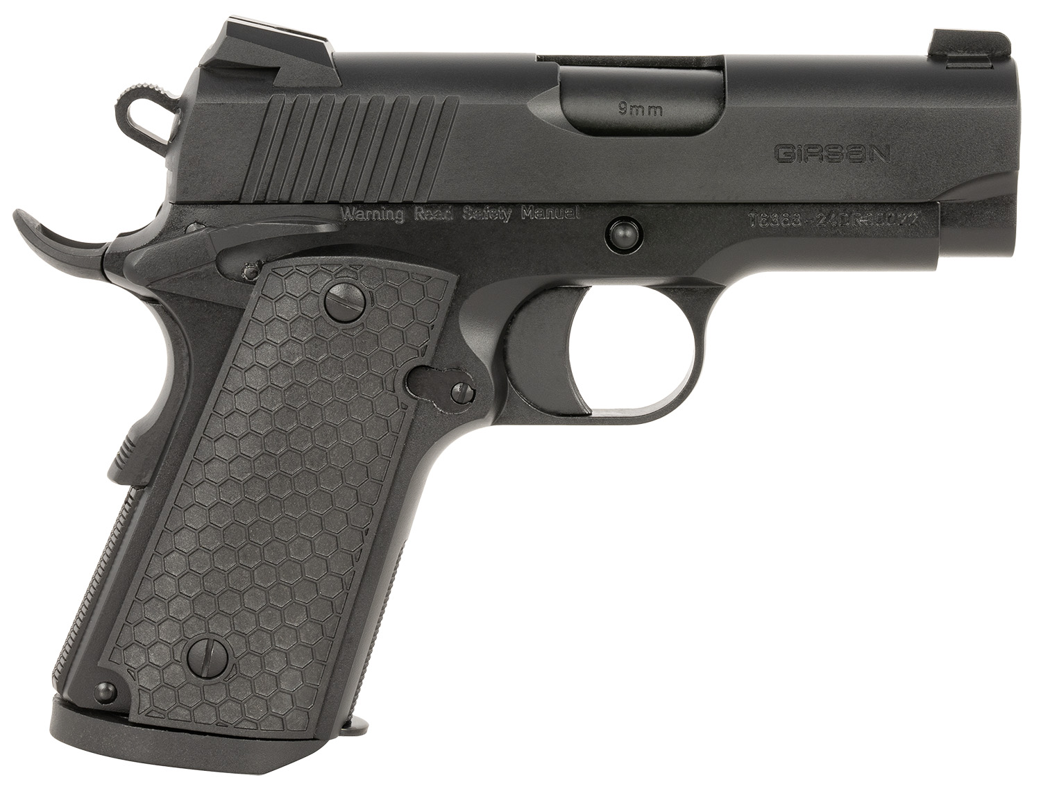 Girsan 392065 MC1911 SC Untouchable Sub-Compact Frame 9mm Luger 7+1 3.40″ Black Steel Barrel, Black Serrated Steel Slide & Frame w/Beavertail, Black Polymer Grip