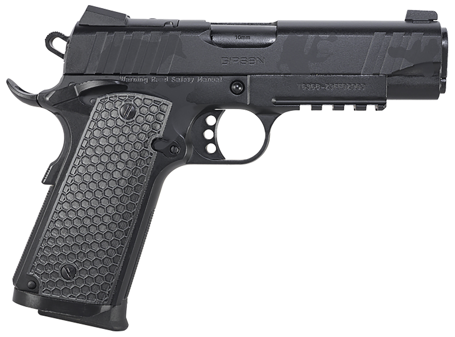Girsan 391154 MC1911 C Influencer Compact 45 ACP 8+1 4.40″ Black Steel Barrel, Black Camo Optic Ready/Serrated Steel Slide & Frame w/Picatinny Rail & Beavertail, Black Polymer Grip