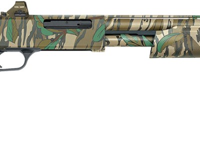 Mossberg 50133 500 Turkey Full Size 410 Gauge Pump 3″ 5+1 20″ Mossy Oak Greenleaf Vent Rib Barrel & Optics Cut Steel Receiver, Mossy Oak Greenleaf Synthetic Stock, Holosun 407K Red Dot