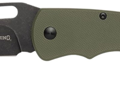 Browning 3220506B Hidden Hollow  EDC Large 3″ Folding Drop Point Plain Black Oxide Stonewashed D2 Steel Blade, OD Green G10 Handle