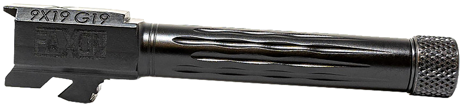 Faxon Firearms GB910N19LGQT Match Series  9mm Luger Compatible w/Glock 45/19 Gen2-5, Fluted Threaded Black Nitride Steel