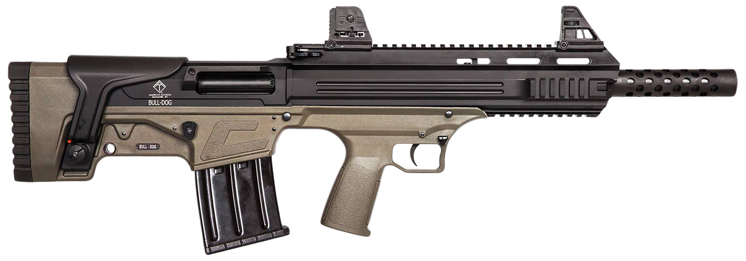 ATI ATIG20BDT Bulldog  20 Gauge Semi-Auto 3″ 5+1 18.50″ Black Steel Barrel, Matte Black Aluminum Receiver, Picatinny Mount, Tan Fixed Bullpup Stock