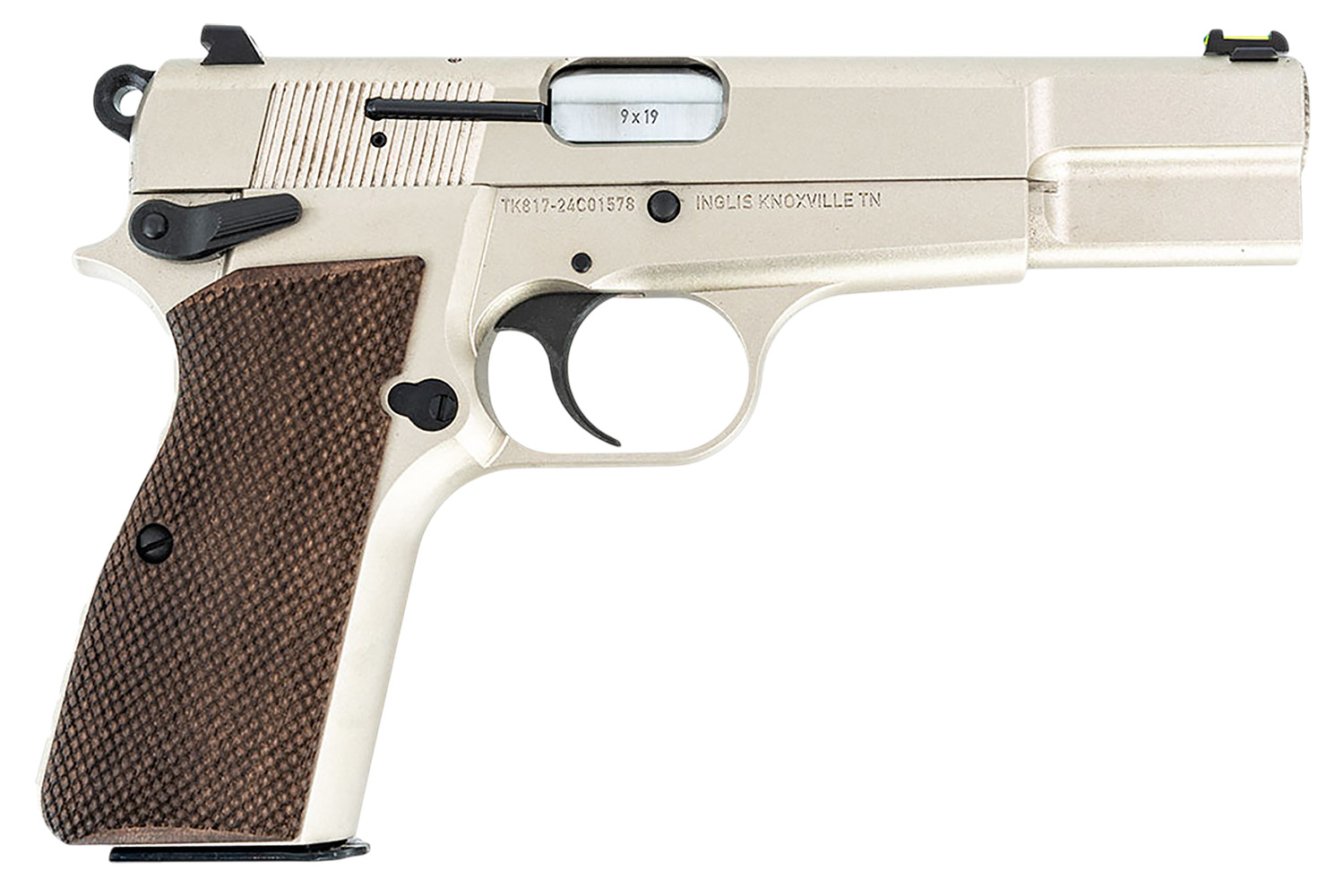 MAC 12000001 P-35  9mm Luger 15+1 4.70″ Stainless Steel Barrel, Satin Nickel Serrated Steel Slide & Frame w/Beavertail & Picatinny Rail, G10 Grip