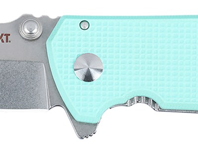 CRKT 2485B SQUID  Compact 1.75″ Folding Drop Point Plain Stonewashed D2 Steel Blade, Blue G10/SS Handle