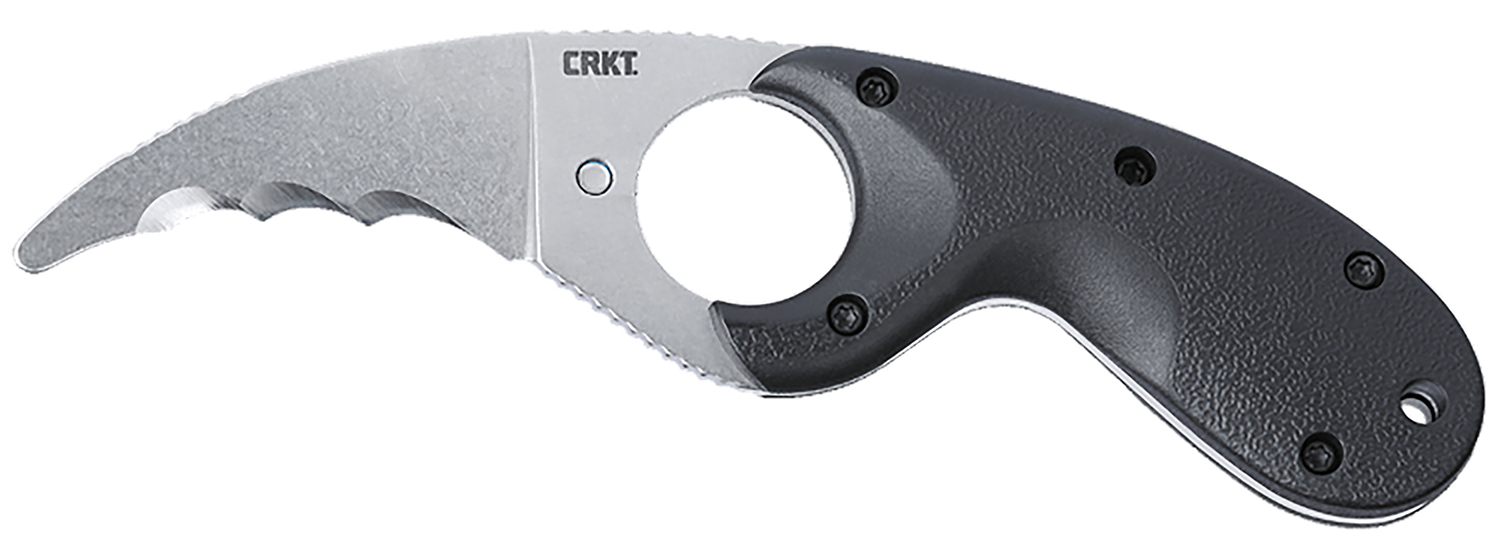 CRKT 2511 Bear Claw  2.39″ Fixed Hawkbill Veff Serrated Stonewashed AUS-8A SS Blade, Black Textured GRN Handle