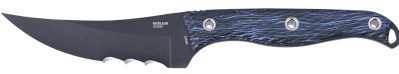 CRKT 2709B Clever Girl  4.60″ Fixed Veff Serrated Black Powder Coated SK-5 Steel Blade, Blue Marbled G10 Handle