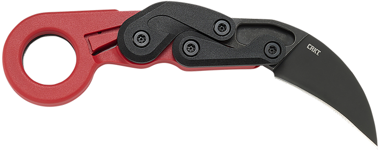 CRKT 4041R Provoke  2.47″ Folding Hawkbill Plain Black Stonewashed 1.4116 SS Blade, Red Grivory Handle