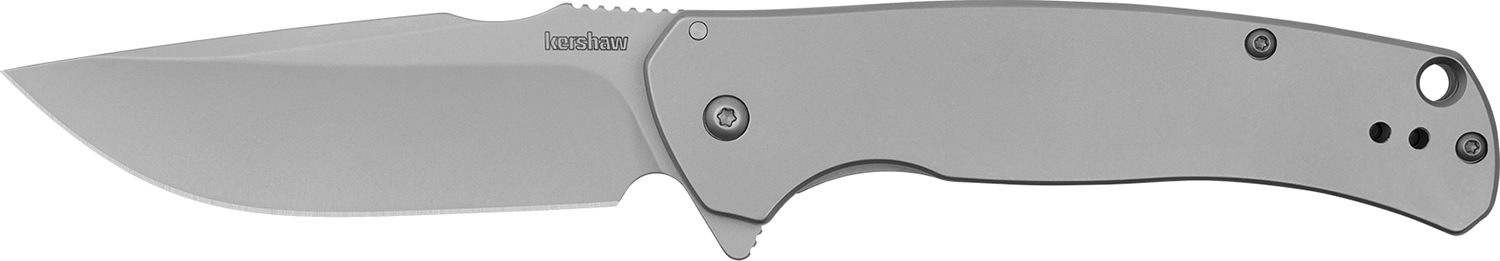 Kershaw 1416 Scour  3.30″ Folding Drop Point Plain Bead Blasted 8Cr13MoV SS Blade, Bead Blasted Stainless Steel Handle